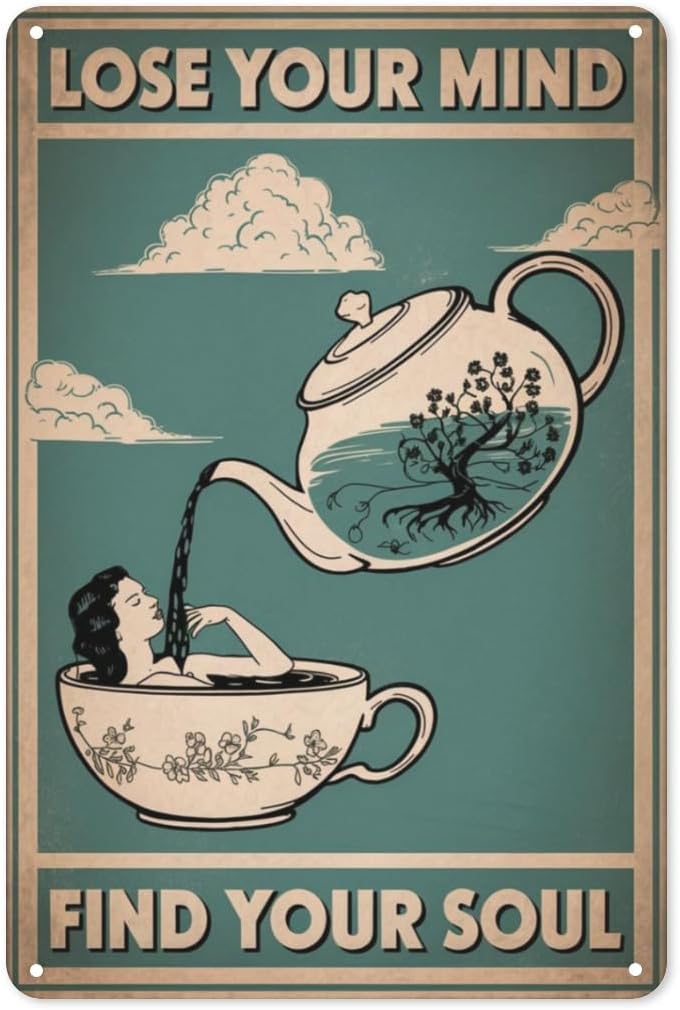 Coffee Tea Nook - Panneau décoratif en métal « Tea