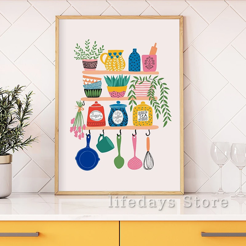 Coffee And Tea Lyrics - Peinture sur toile colorée, étagères de